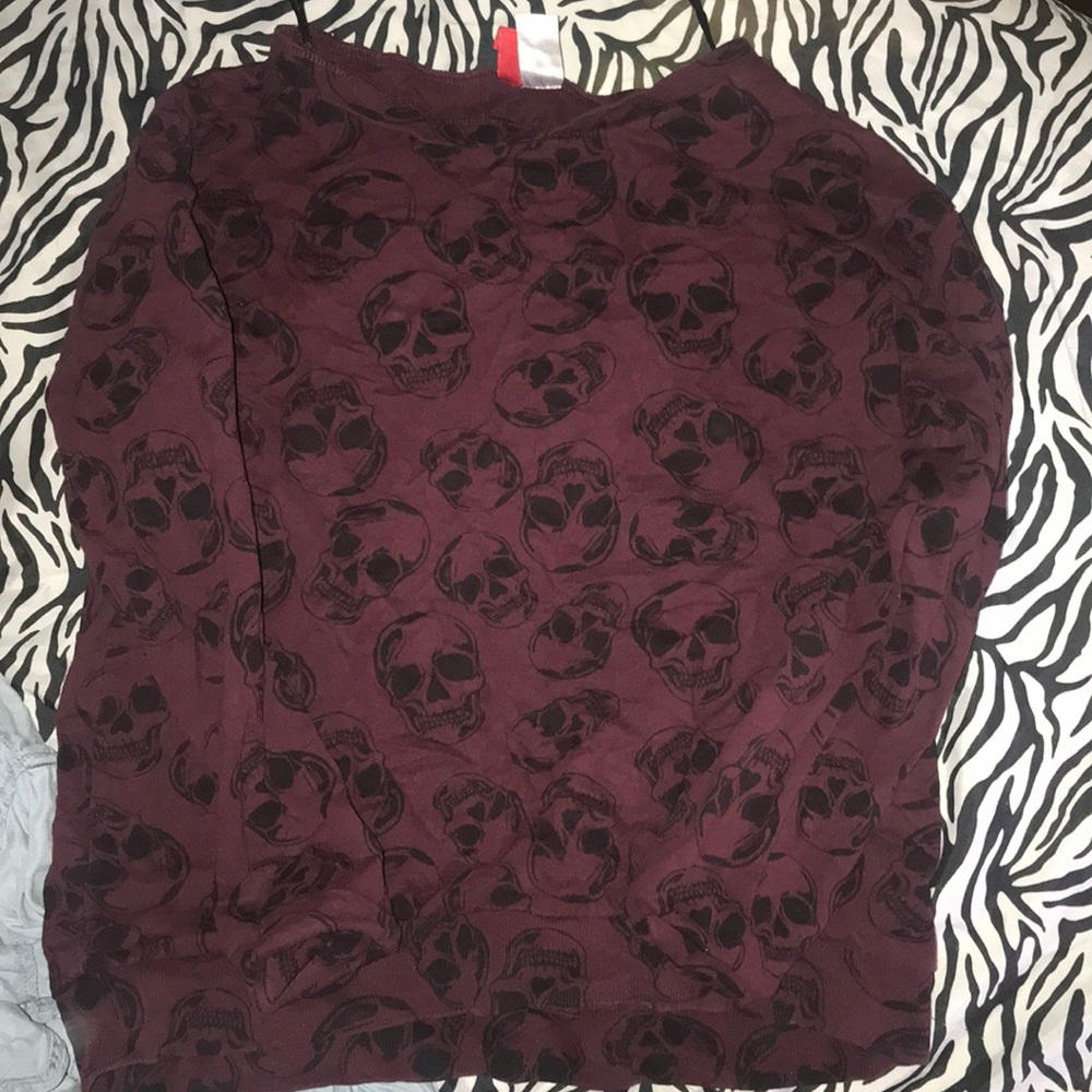 H&M Plum Skull Printed Sweatshirt
